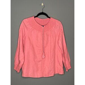 Rachel Zoe Linen Blend Women's Small Shirred Tassel Blouse